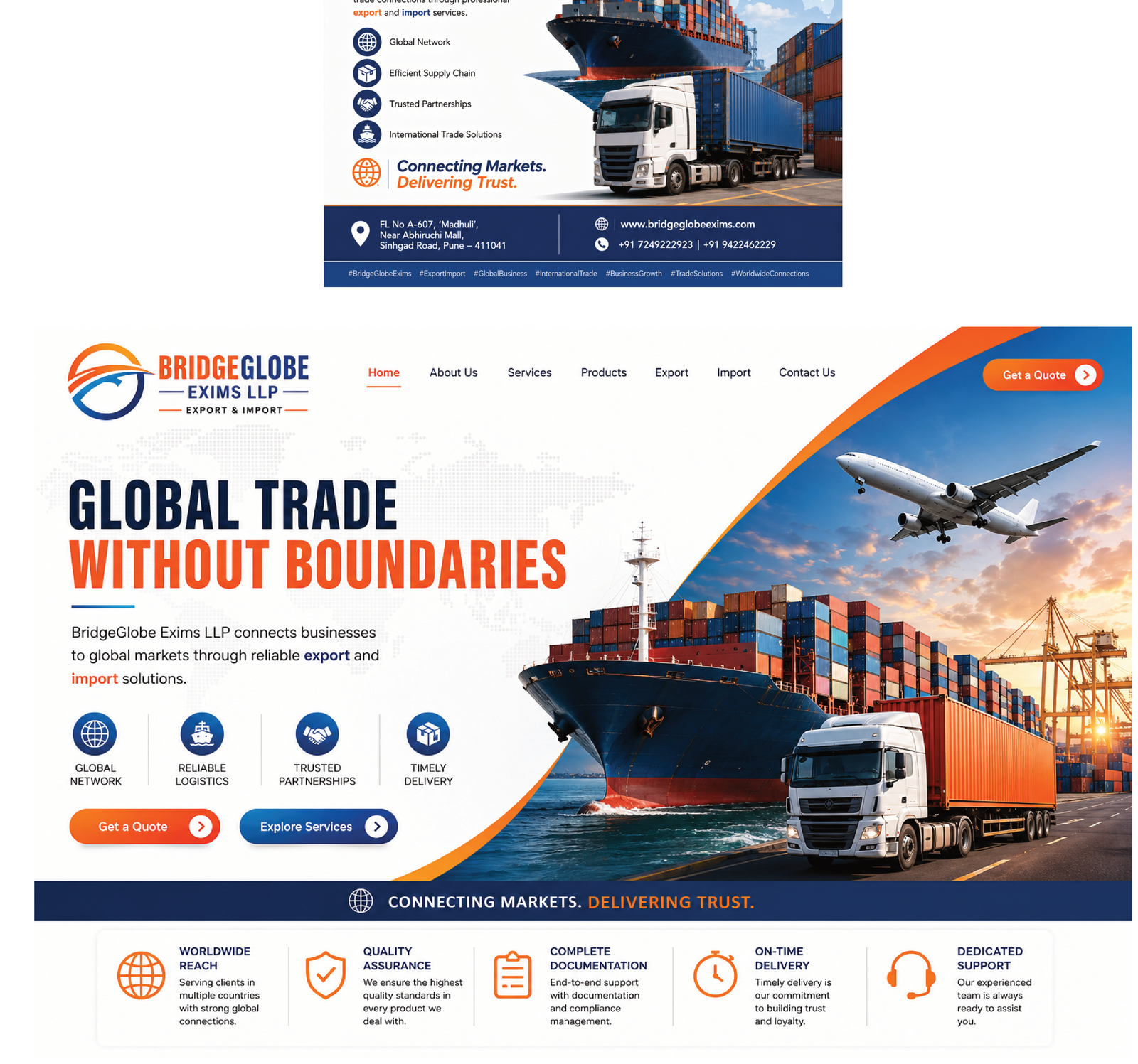Bridge Globe Exims — Social post mockups